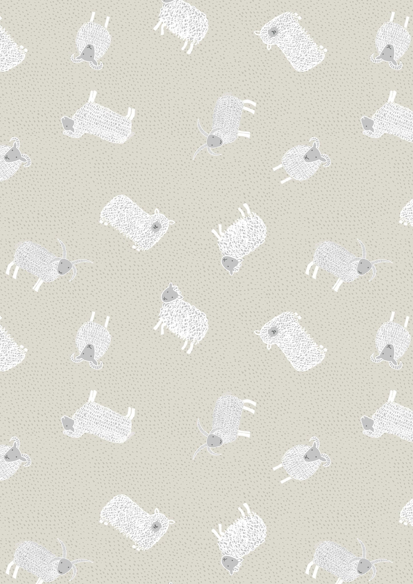 Fabric Scottish Highland sheep on beige cotton fabric - Country Life Reloved by Lewis & Irene