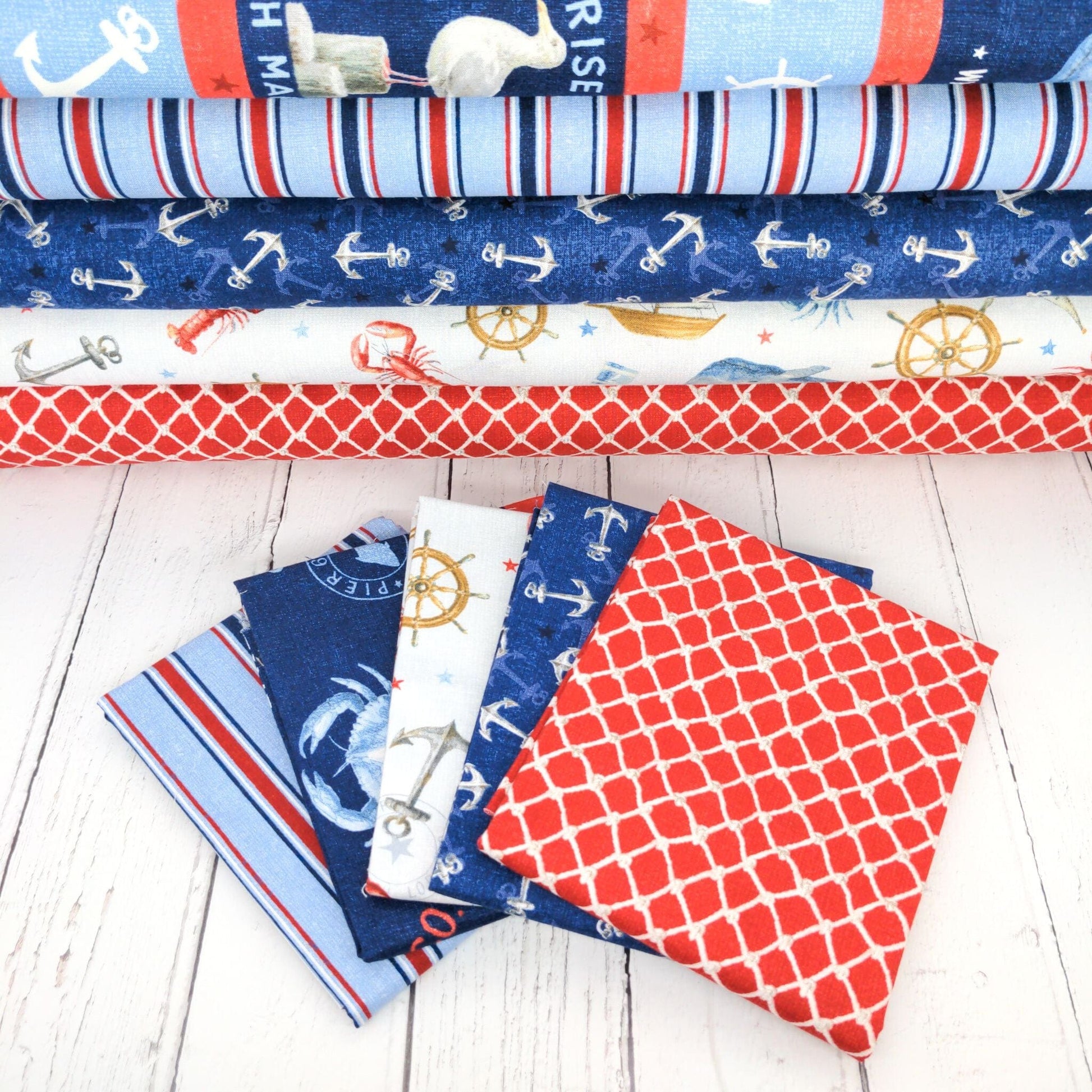 Fabric Seaside fat quarter bundle - At The Helm - Wilmington