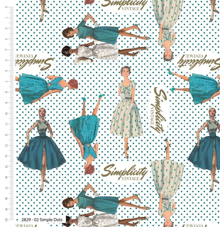 Fabric Simplicity 1950s Vintage white cotton fabric 'Simplicity Patterns' CraftCottonCo