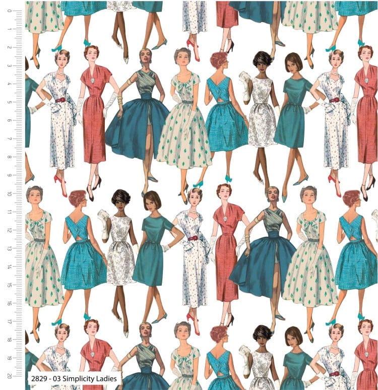 Fabric Simplicity 1950s Vintage white cotton fabric 'Simplicity Patterns' CraftCottonCo