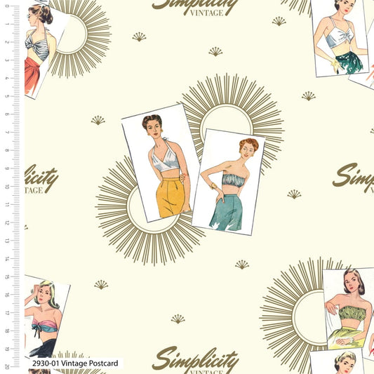 fabric Simplicity Patterns Vintage Postcard - Craft Cotton Co