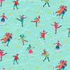 Fabric Skaters on ice on white cotton fabric - Skaters by Makower