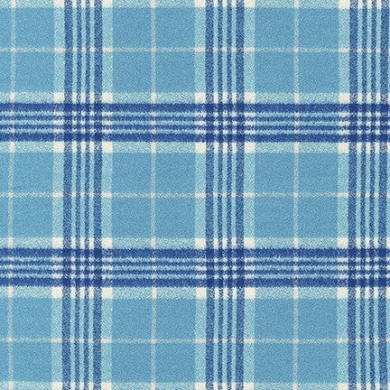 Fabric Sky Blue and Navy Mammoth Organic Cotton Flannel cotton fabric - Robert Kaufman