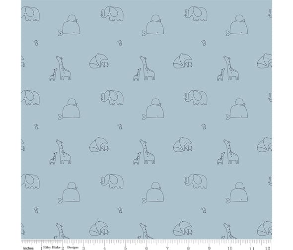 Fabric Small Animals on Pale Blue cotton fabric - Little Things by Riley Blake