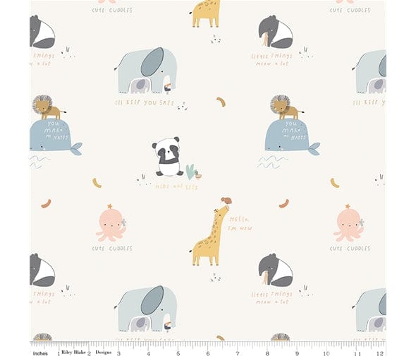 Fabric Small Animals on Pale Blue cotton fabric - Little Things by Riley Blake