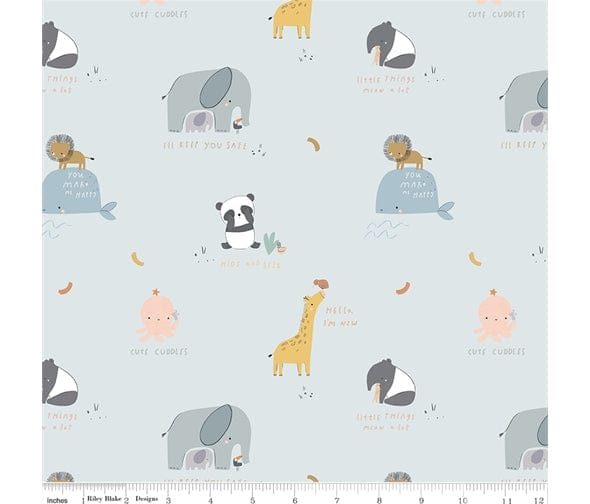 Fabric Small Animals on Pale Blue cotton fabric - Little Things by Riley Blake