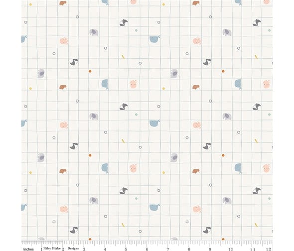 Fabric Small Animals on Pale Blue cotton fabric - Little Things by Riley Blake