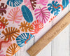 Fabric Snakes & Colourful Jungle Leaves on Light Pink cotton fabric - Dandelion Jungle by Dashwood Studio