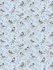 Fabric Snowflakes on blue cotton fabric - Woodland Frost - Wilmington