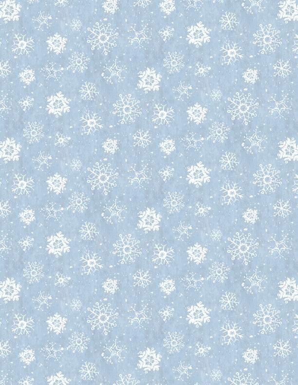 Fabric Snowflakes on blue cotton fabric - Woodland Frost - Wilmington