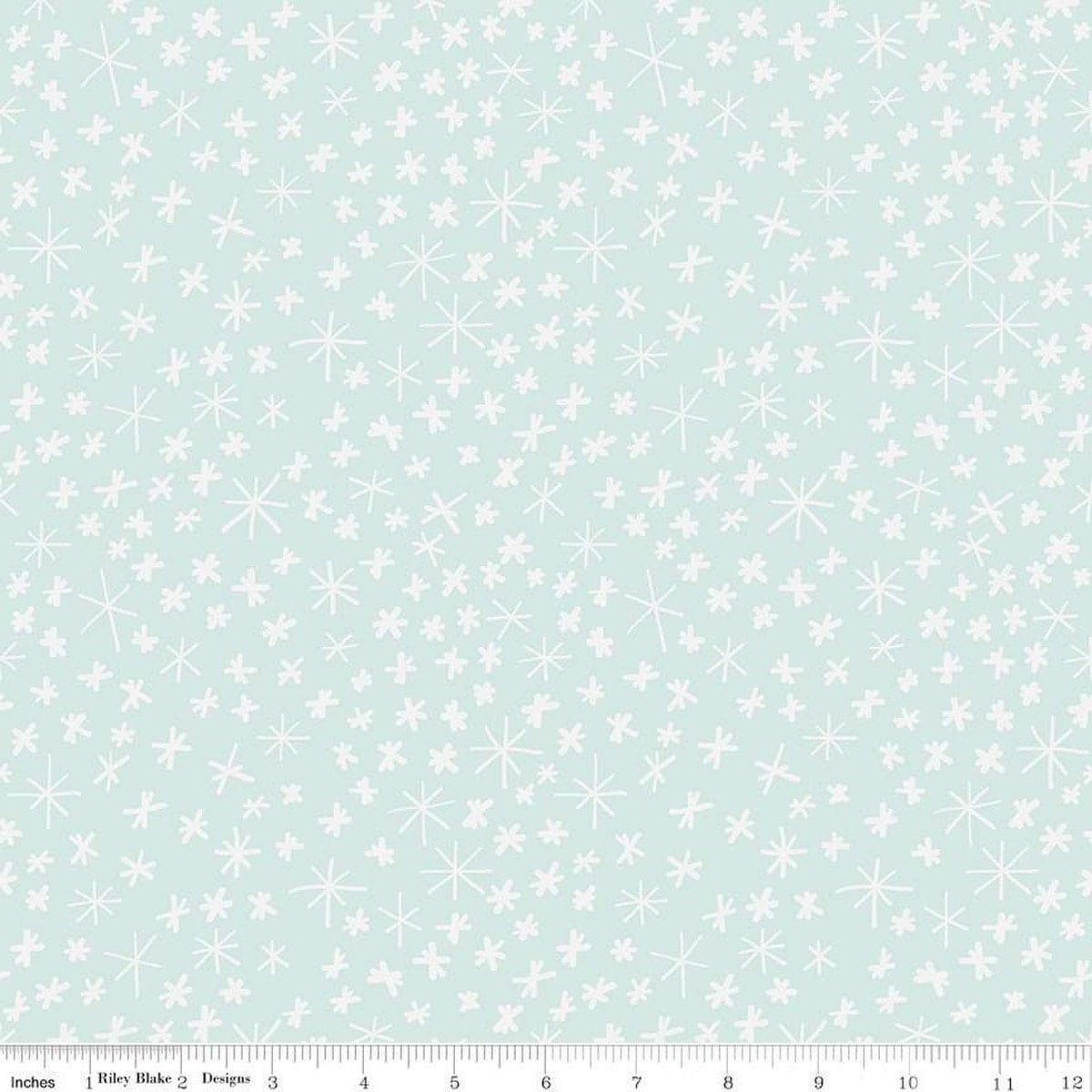 Fabric Snowflakes on mint flannel fabric - Nice Ice Baby - Riley Blake