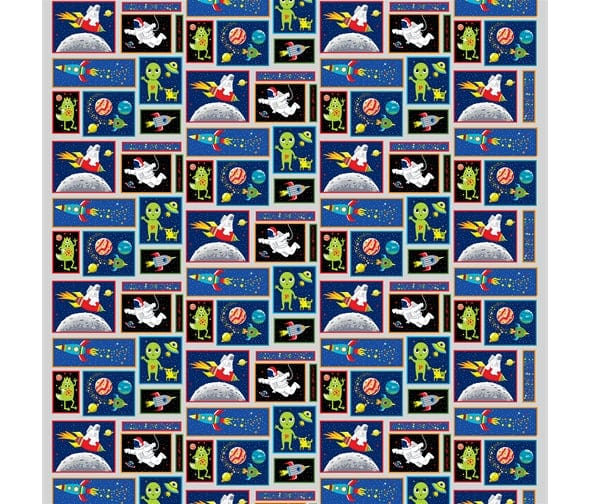 Fabric Spaceman and rockets cotton fabric - Blast Off by Henry Glass