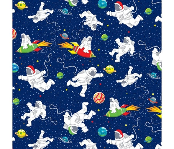 Fabric Spaceman and rockets cotton fabric - Blast Off by Henry Glass