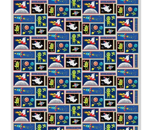 Fabric Spaceman outerspace block cotton fabric - Blast Off by Henry Glass