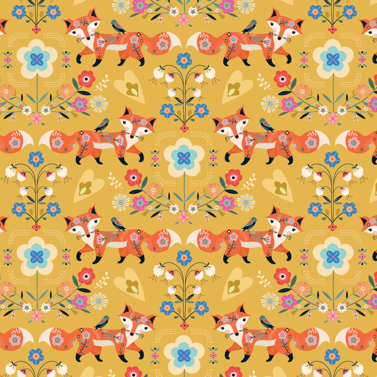Fabric Squirrels on black cotton fabric - Animal Magic - Dashwood Studio