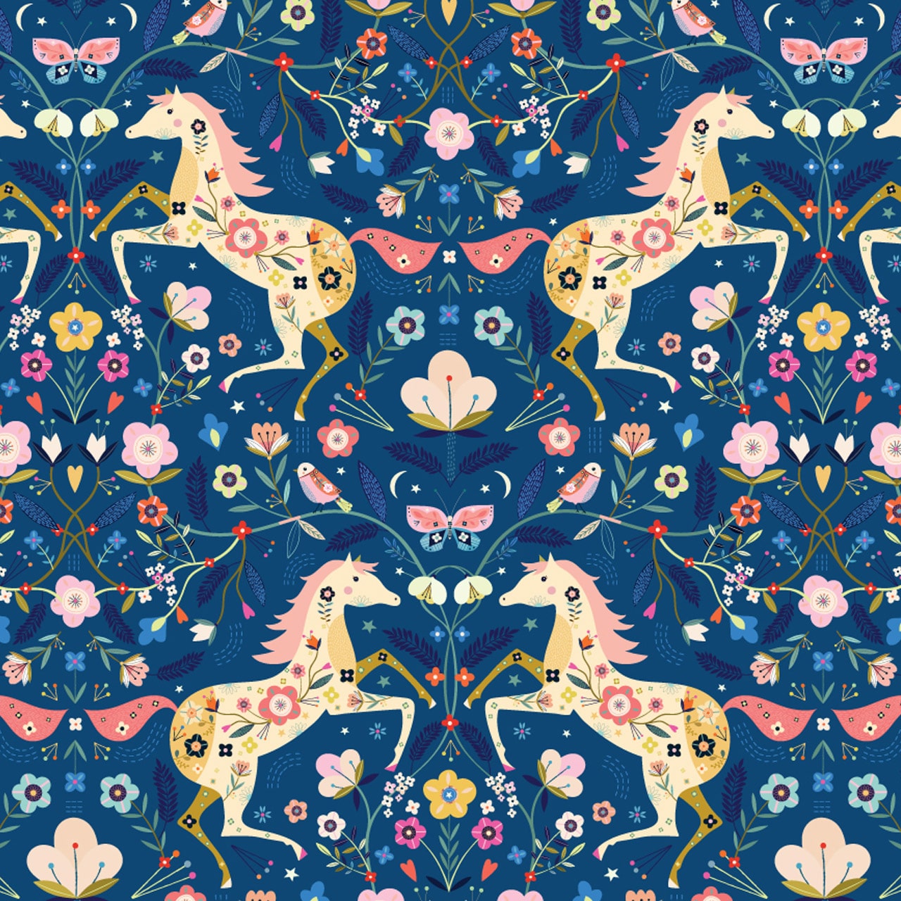 Fabric Squirrels on black cotton fabric - Animal Magic - Dashwood Studio