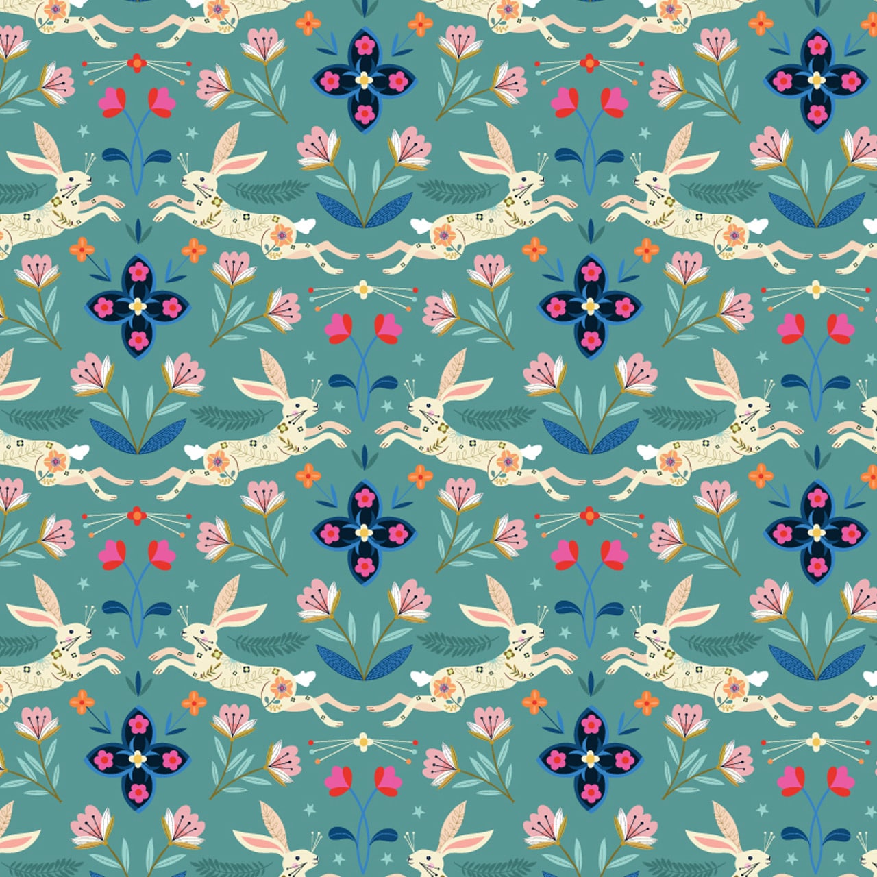 Fabric Squirrels on black cotton fabric - Animal Magic - Dashwood Studio
