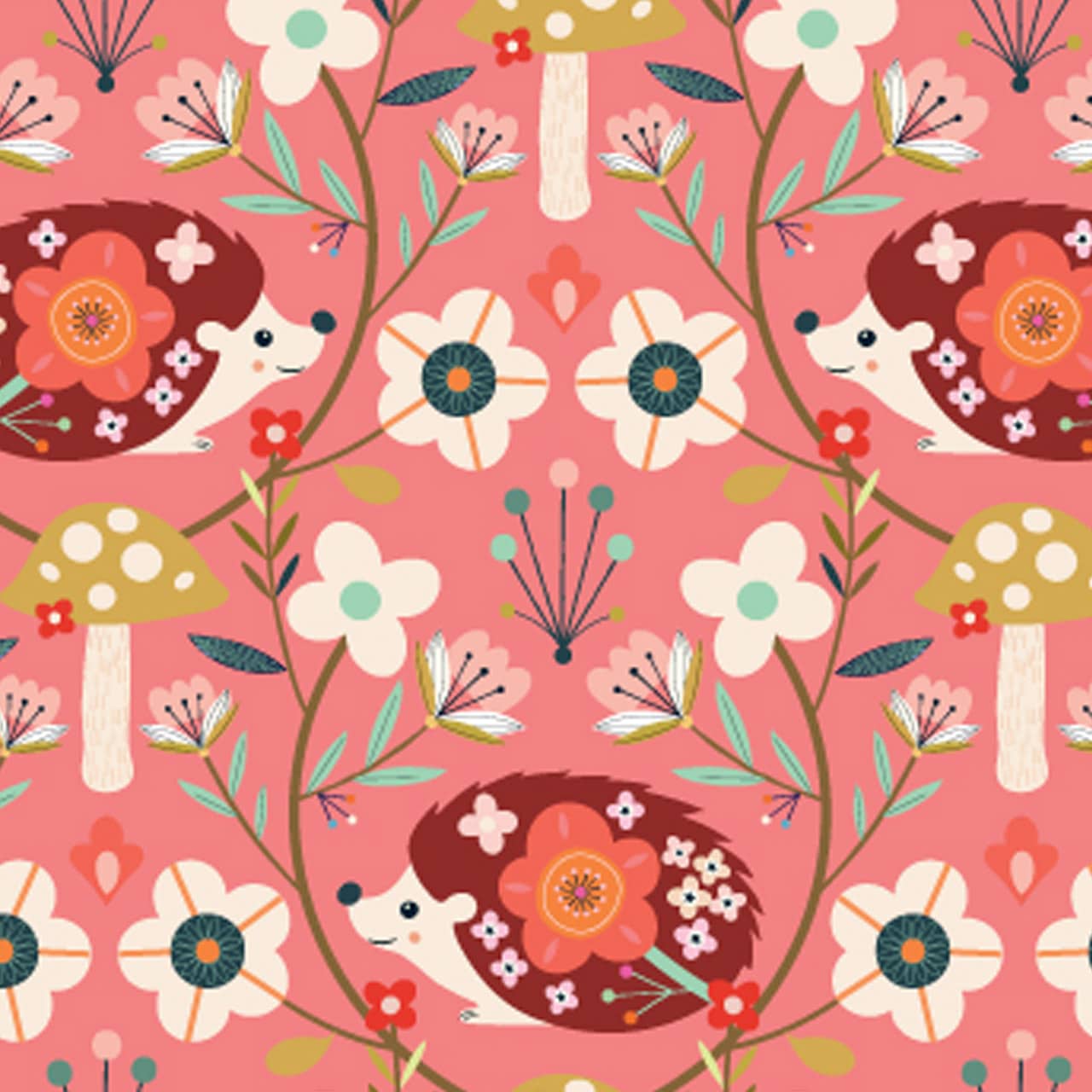 Fabric Squirrels on black cotton fabric - Animal Magic - Dashwood Studio