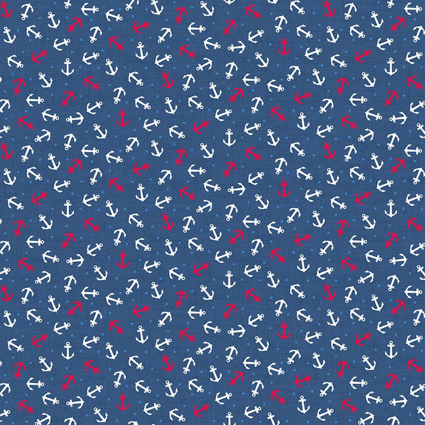 Fabric Striped Beach Huts on cream cotton fabric- Nautical by Makower