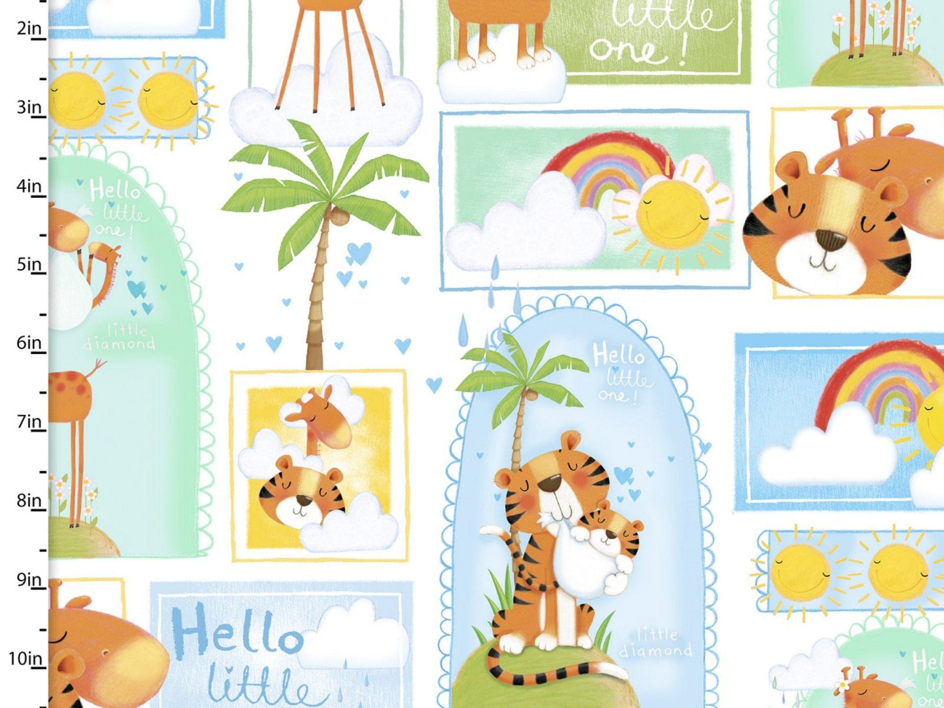 Fabric Striped nursery brushed cotton flannel  fabric - Welcome to the Jungle by 3 Wishes