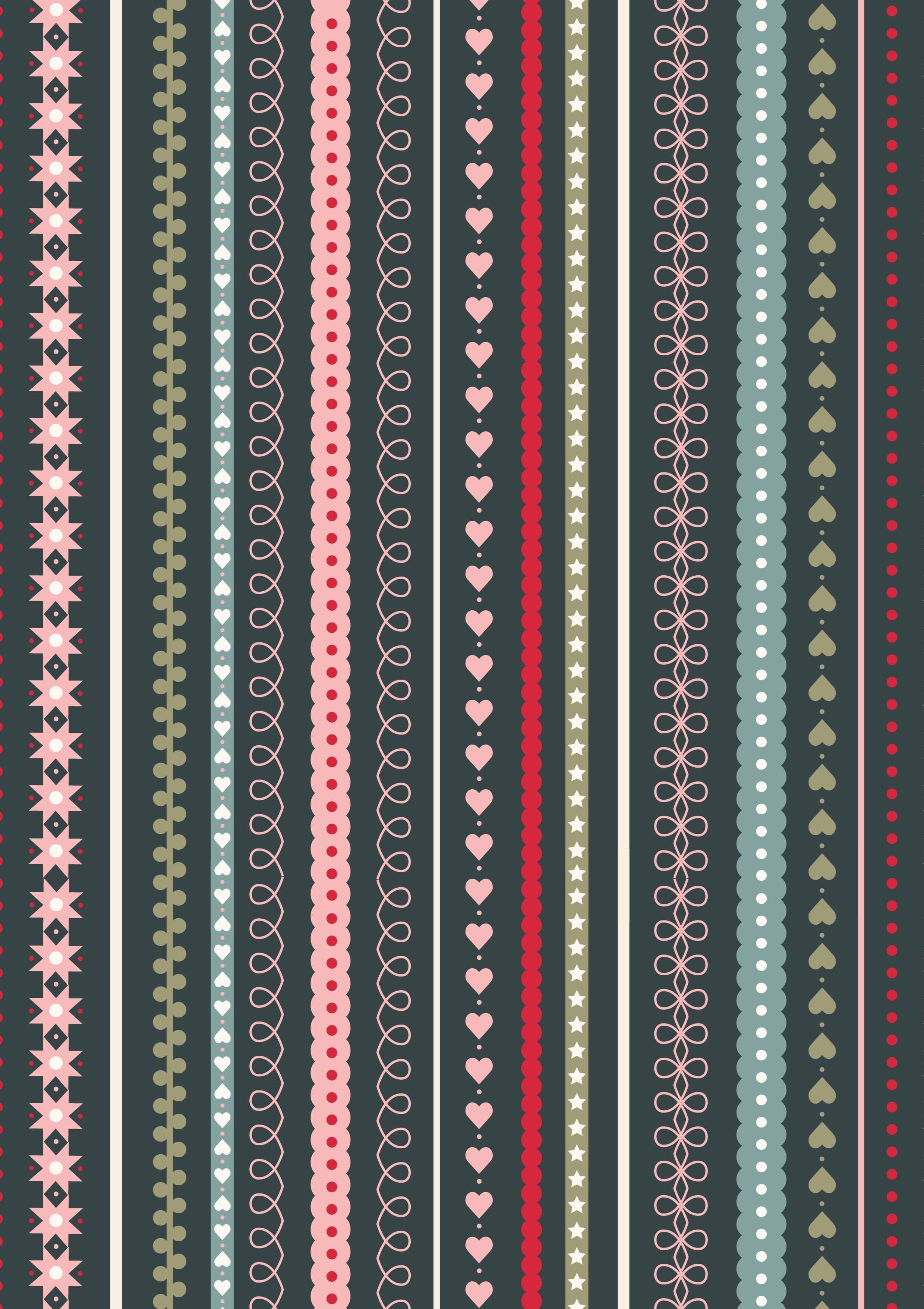 Fabric Stripes on cream cotton fabric - Gingerbread Season by Lewis & Irene