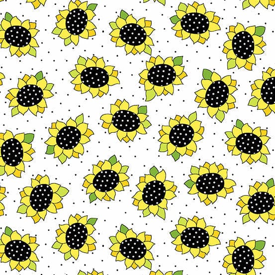 Fabric Sunflowers and Honey by Makower - Sunflower heads black 2/9986 L