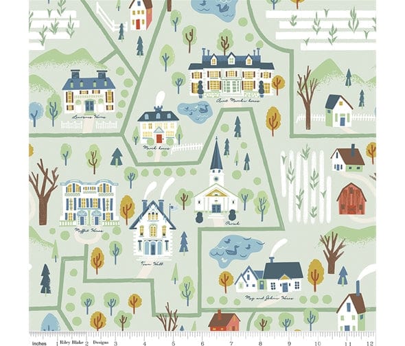 Fabric Sweet peas on light green cotton fabric - Little Women by Riley Blake