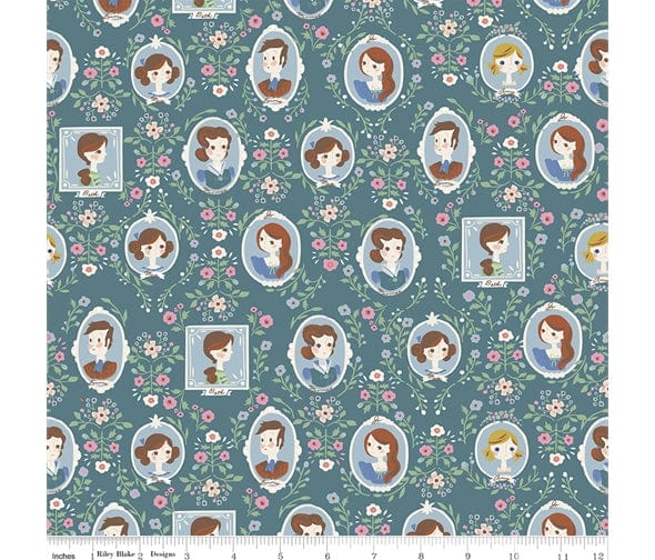 Fabric Sweet peas on light green cotton fabric - Little Women by Riley Blake