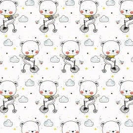 Fabric Teddy bear on bike nursery cotton fabric SIMPLY- extra wide FabricArt