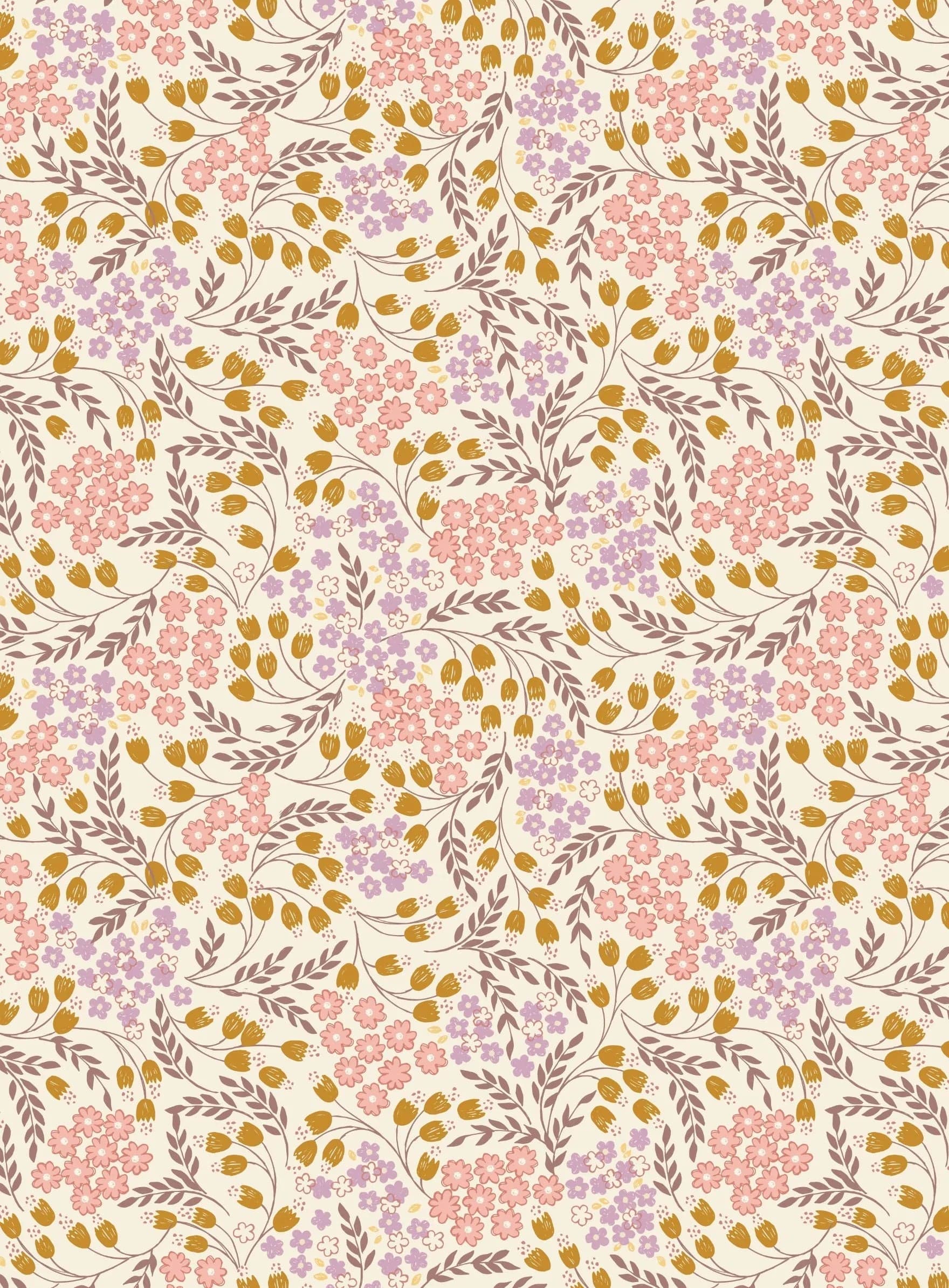 Fabric Tiny flowers on grey cotton fabric - Hannah's Flowers by Lewis & Irene