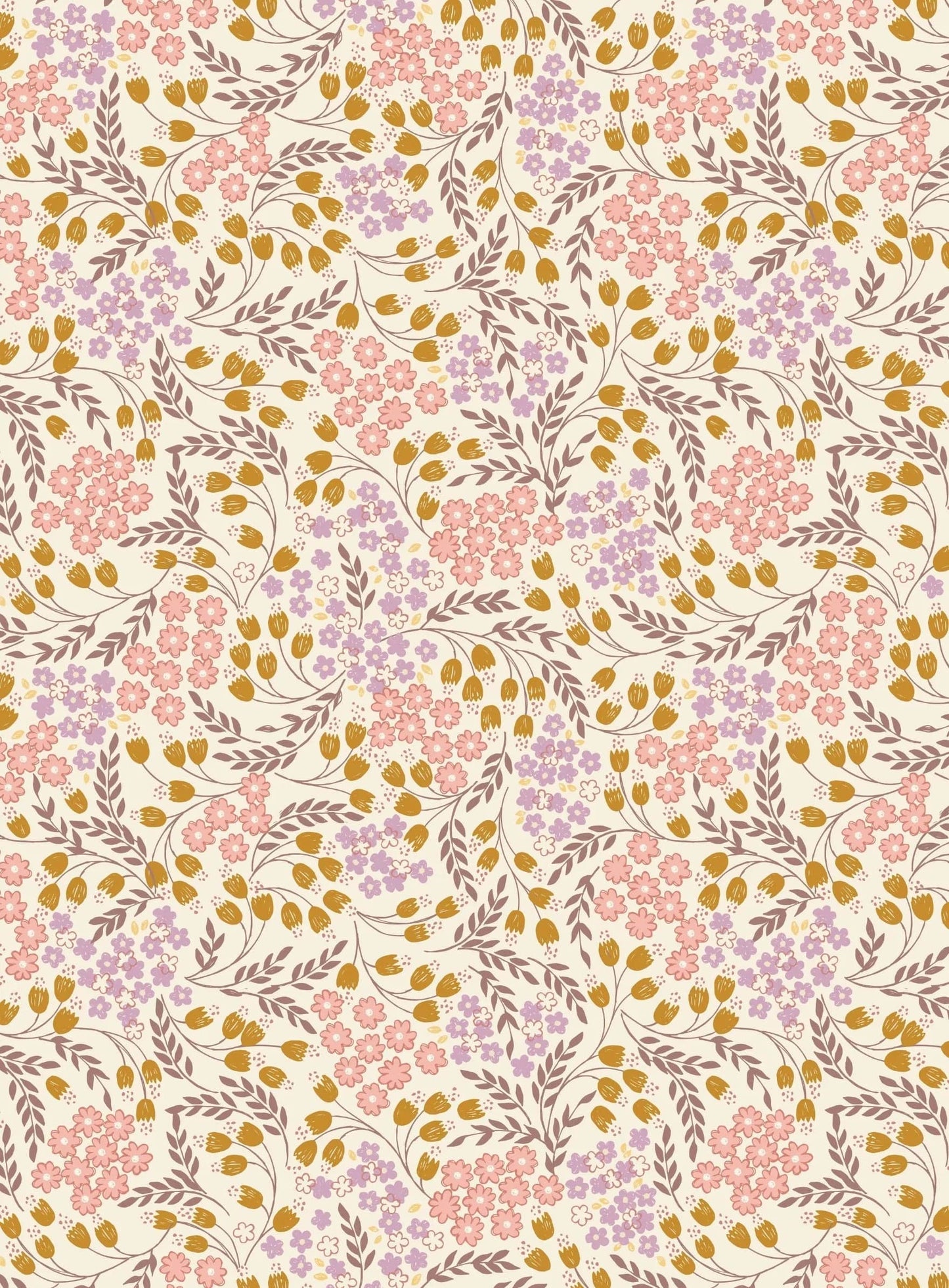 Fabric Tiny flowers on grey cotton fabric - Hannah's Flowers by Lewis & Irene