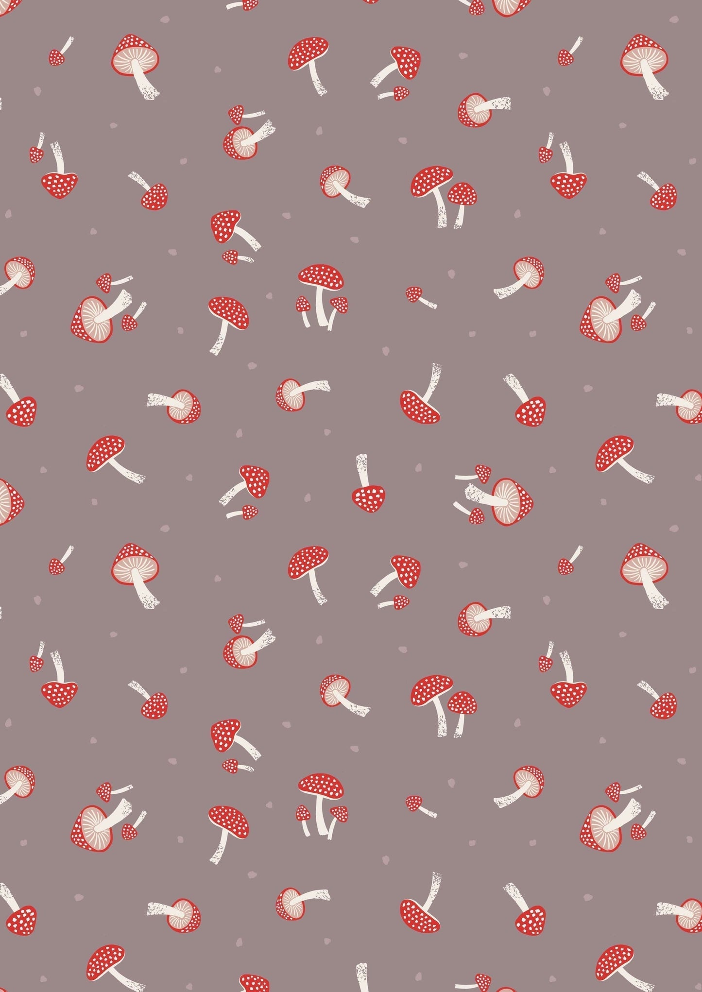 Fabric Toadstools on rust cotton fabric - Evergreen - Lewis & Irene
