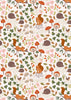 Fabric Toadstools on rust cotton fabric - Evergreen - Lewis & Irene