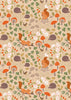 Fabric Toadstools on rust cotton fabric - Evergreen - Lewis & Irene