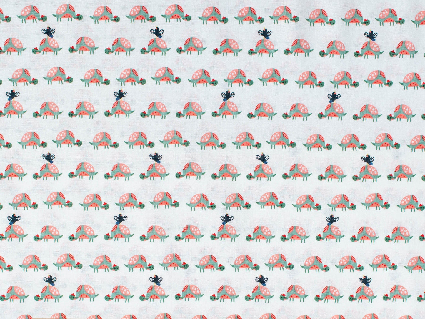 Fabric Tortoises children's fabric on white cotton - Wild about you by Fabric Editions