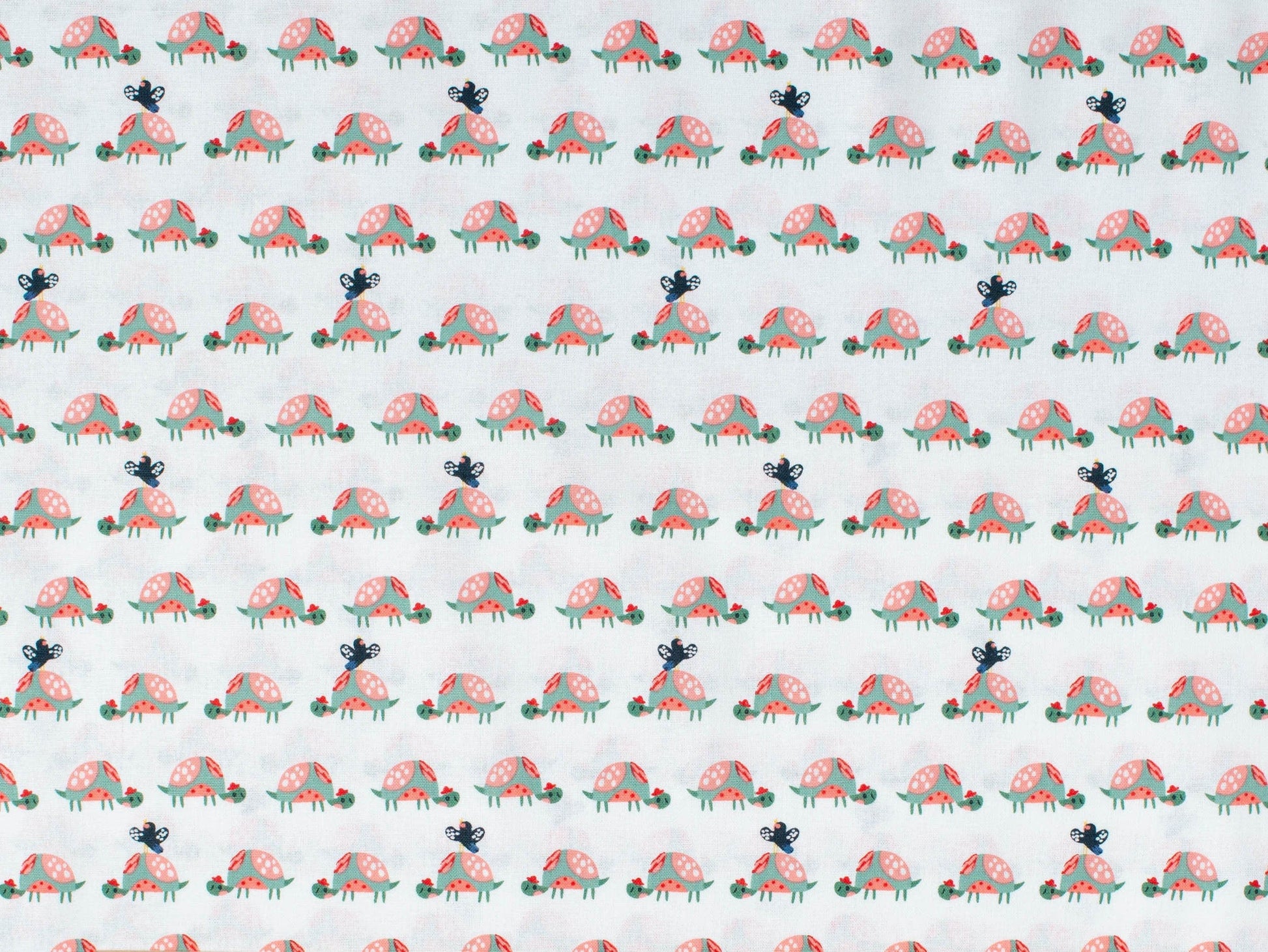 Fabric Tortoises children's fabric on white cotton - Wild about you by Fabric Editions