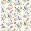 Fabric Turquoise Funny Farm Animals cotton fabric - 3 Wishes