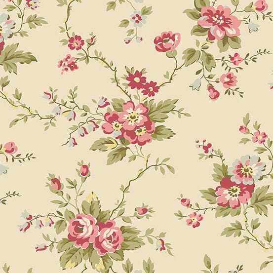 Fabric Vintage Berries Dark Cream Cotton Fabric - 'Lady Tulip' Makower