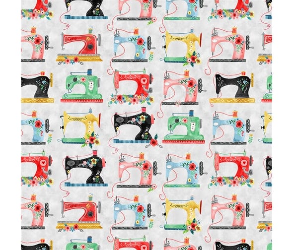 Fabric Vintage sewing on green cotton - 'A Stitch In Time' Michael Miller