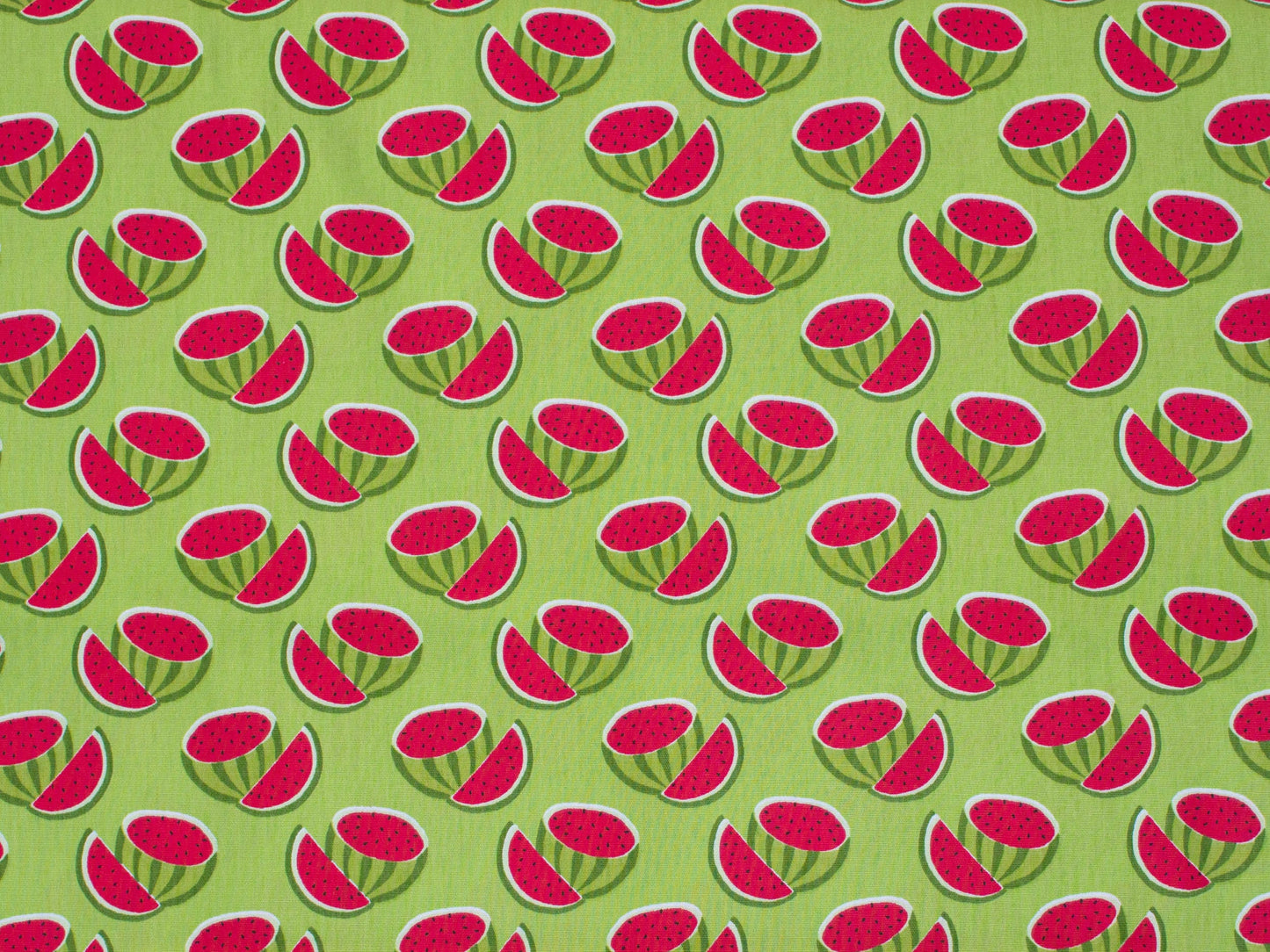 Fabric Watermelons on green cotton fabric - FabricArt