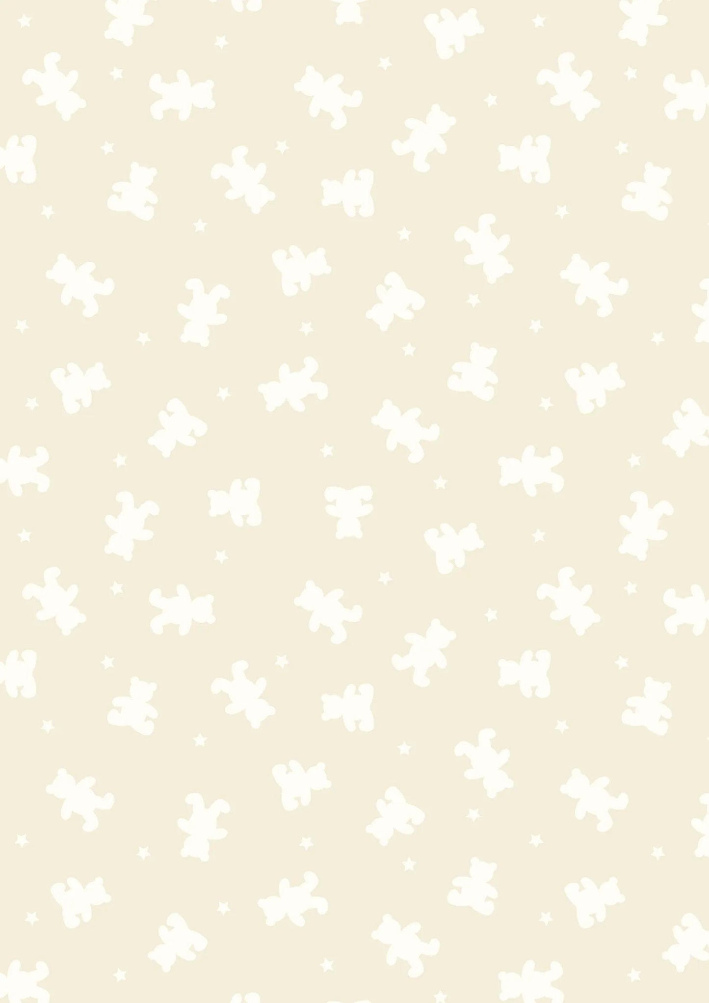 Fabric White bears and stars on cream cotton fabric - Lewis & Irene