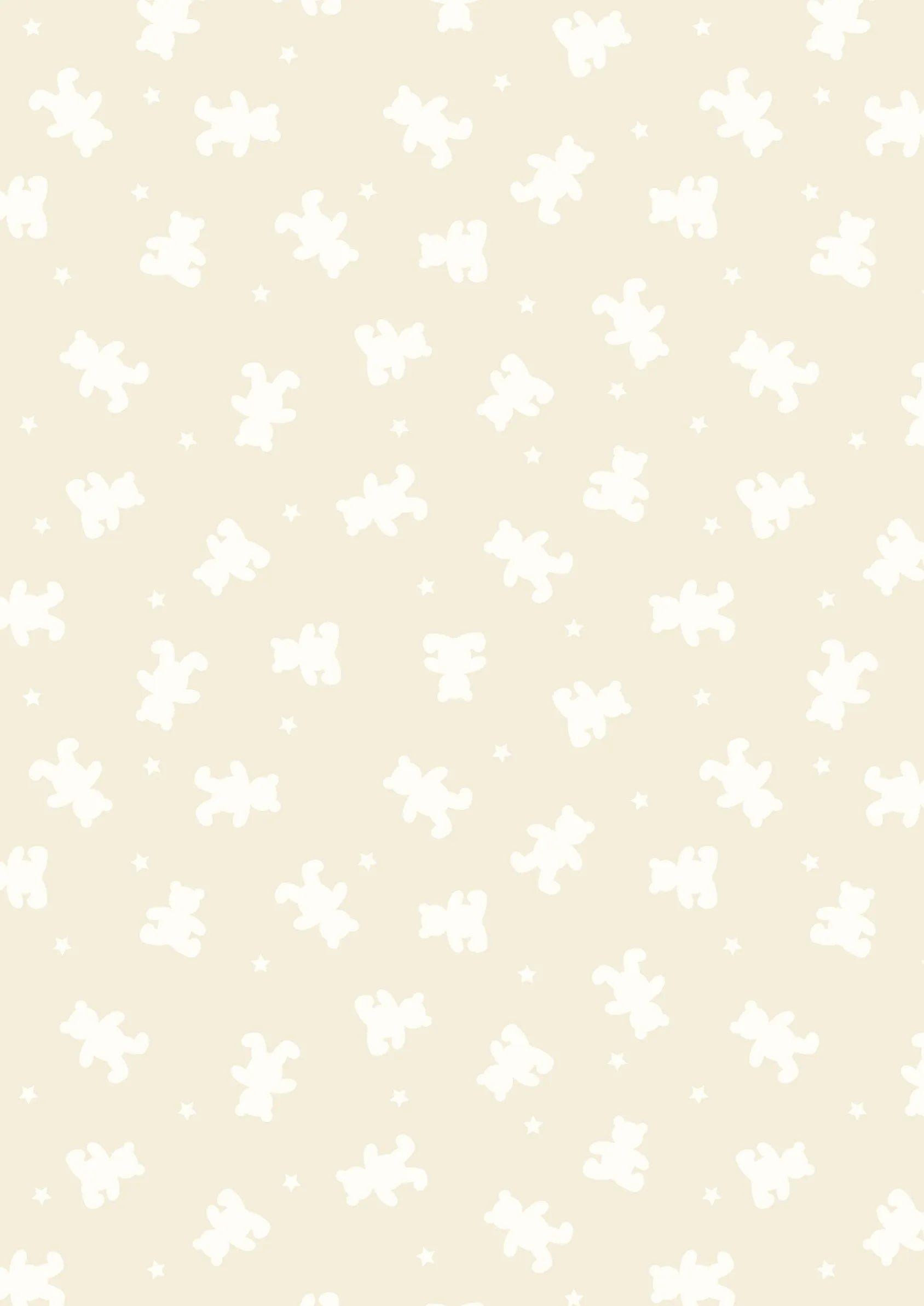 Fabric White bears and stars on cream cotton fabric - Lewis & Irene