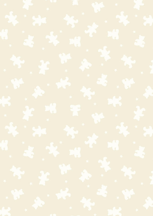 Fabric White bears and stars on cream cotton fabric - Lewis & Irene