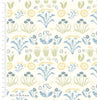 Fabric White birds and trees 'The Lerena' on light blue 100% cotton fabric - Voysey Birds in Nature