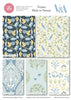 Fabric White birds and trees 'The Lerena' on light blue 100% cotton fabric - Voysey Birds in Nature