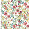 Fabric White cotton fabric with pink and yellow flowers - 3 Wishes