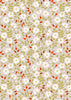 Fabric White dog roses on brown cotton - Evergreen - Lewis & Irene