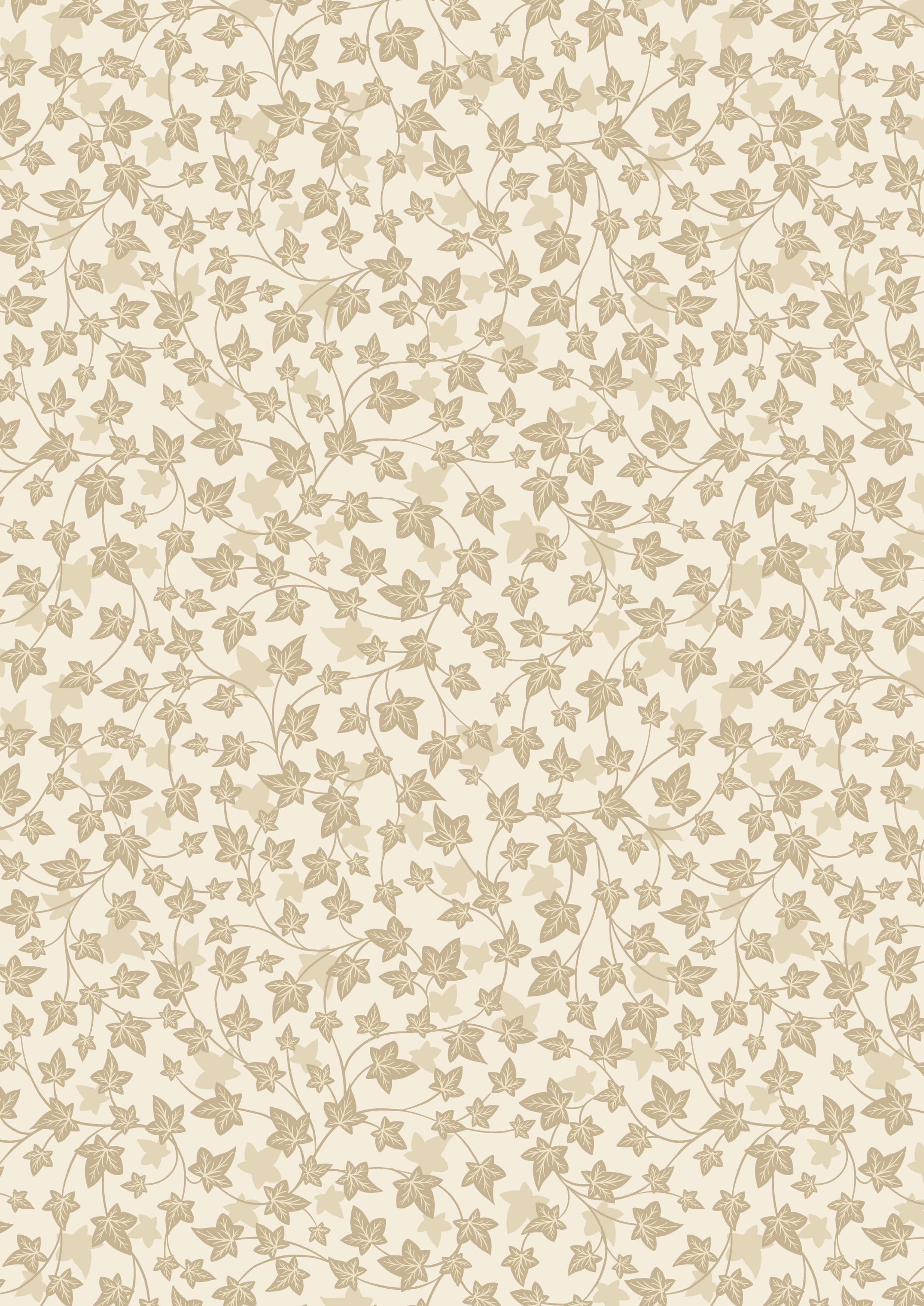 Fabric White dog roses on brown cotton - Evergreen - Lewis & Irene