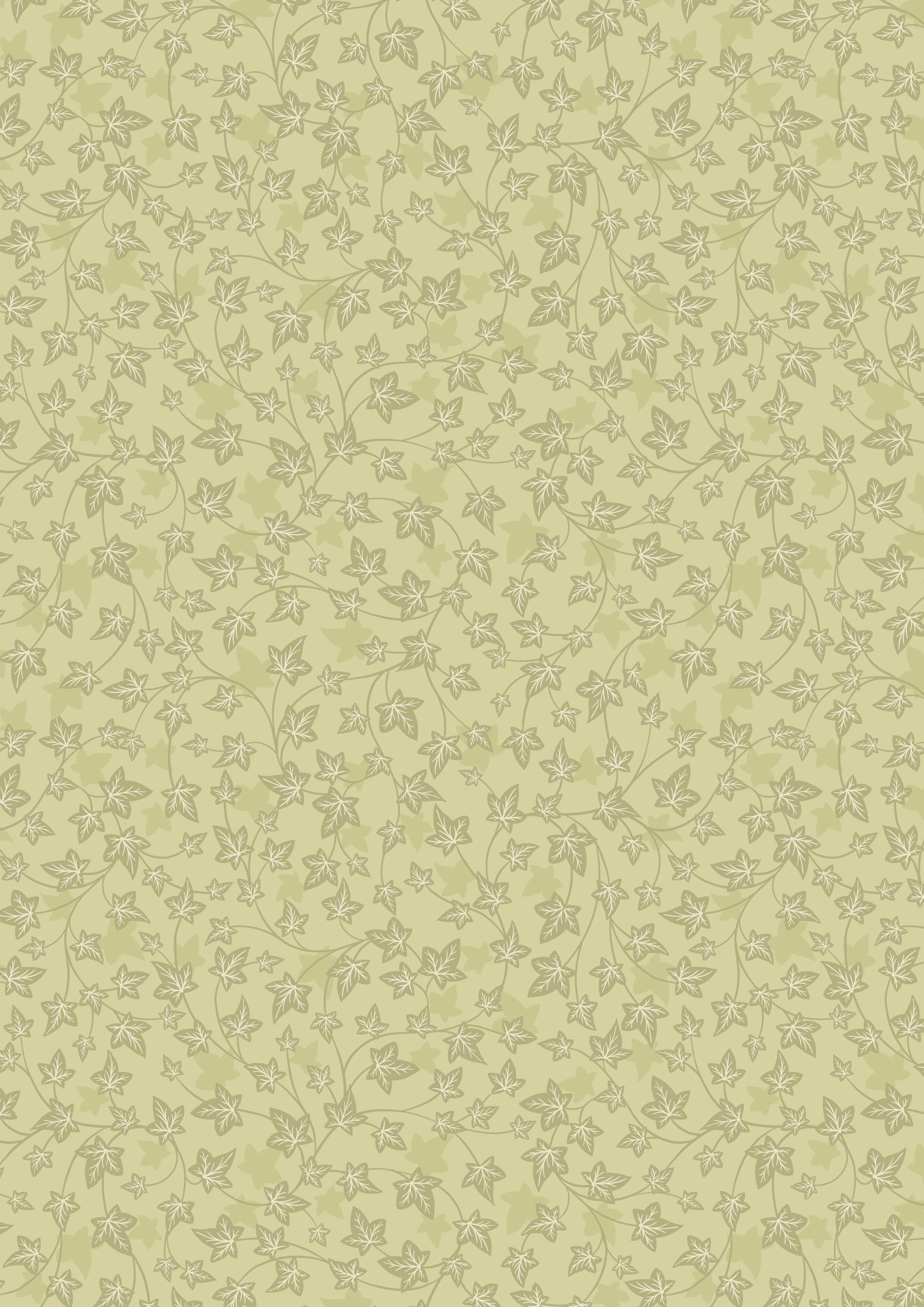 Fabric White dog roses on brown cotton - Evergreen - Lewis & Irene