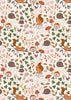 Fabric White dog roses on brown cotton - Evergreen - Lewis & Irene